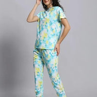 Women's Casual Tie Dye Print Night Suit